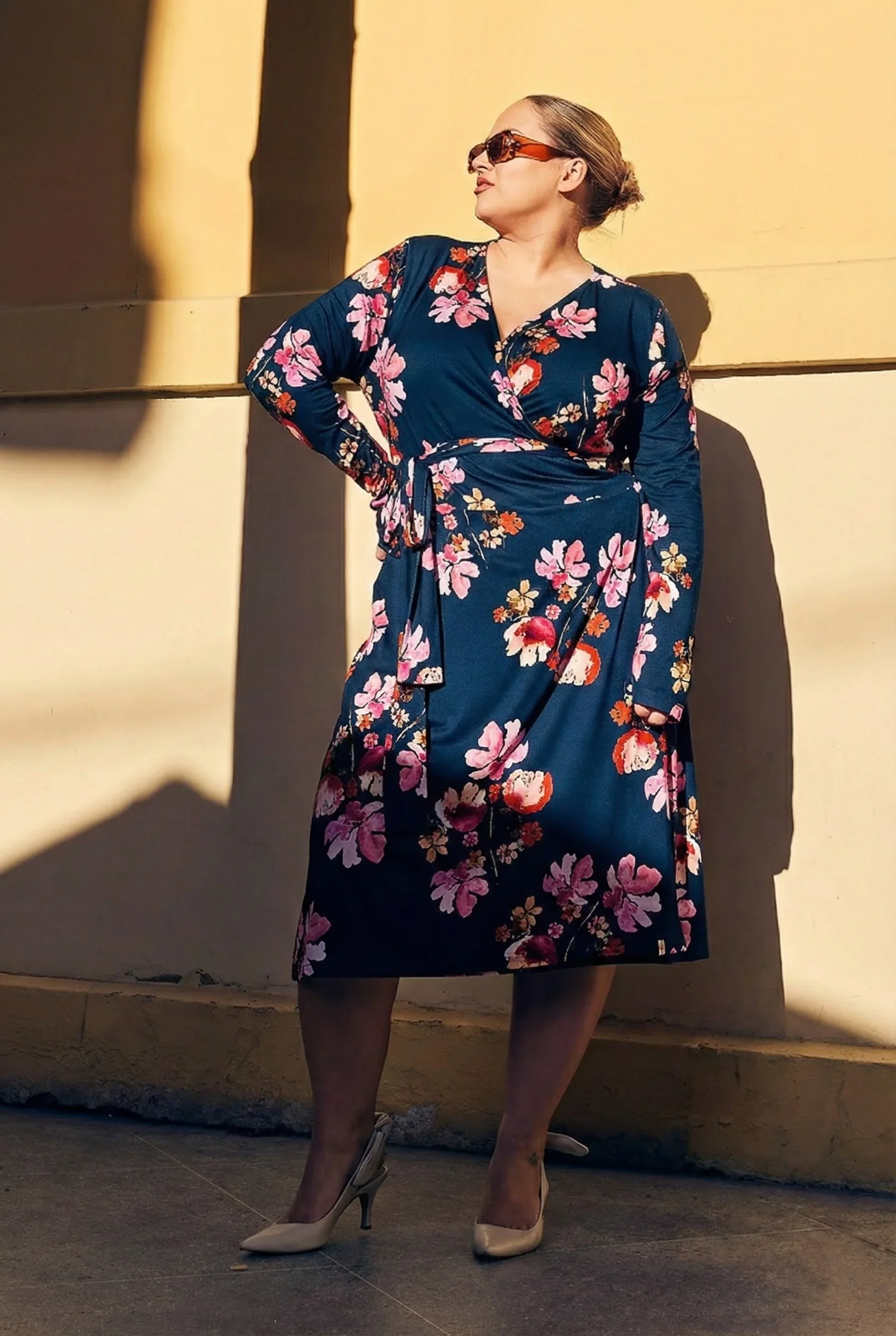 Soft Wrap Dress, Cherry Blossom Navy