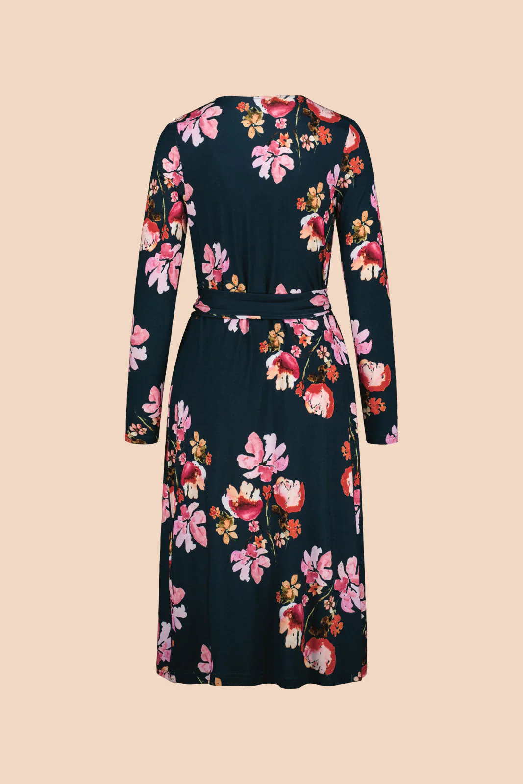 Soft Wrap Dress, Cherry Blossom Navy - Image 7