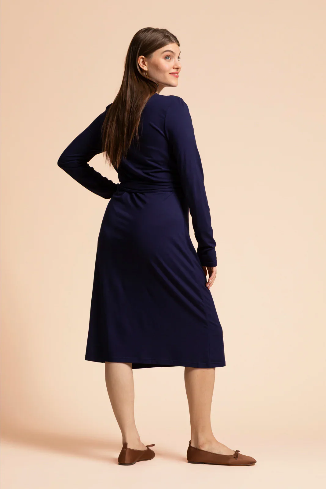 Soft Wrap Dress, Dark Blue - Image 3