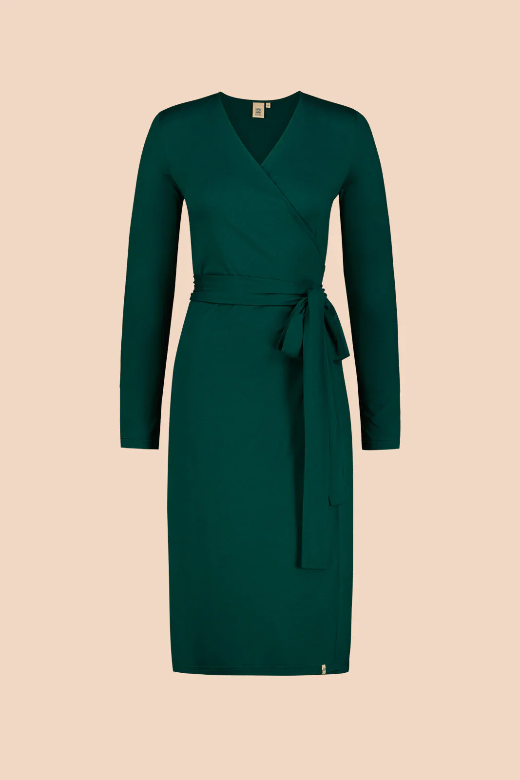 Soft Wrap Dress, Dark Green - Image 2