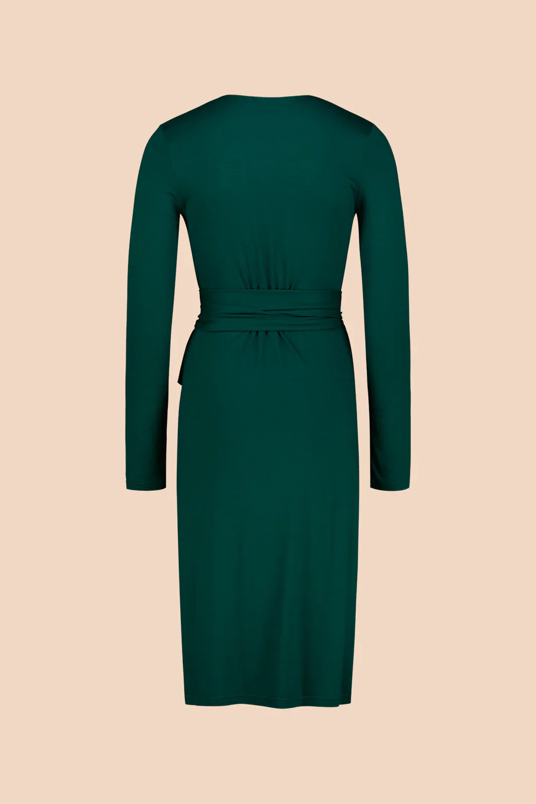 Soft Wrap Dress, Dark Green - Image 4