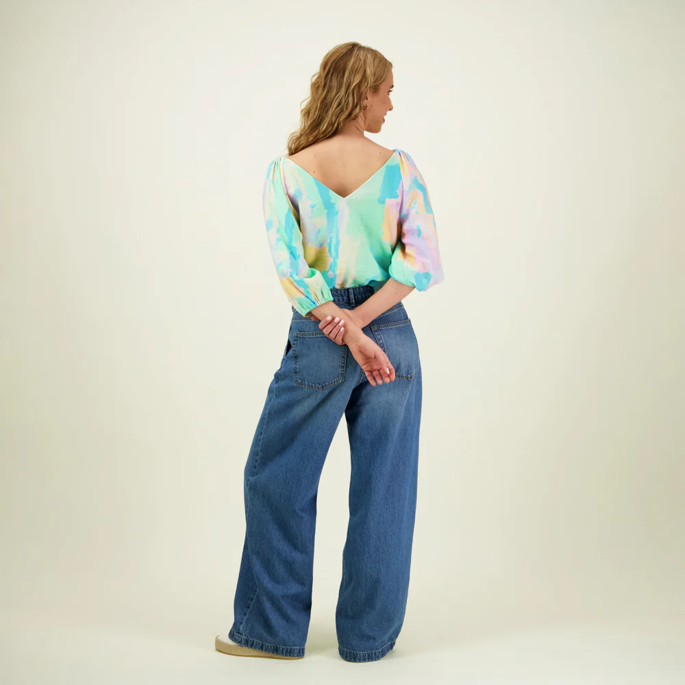 Sunset Volume Sleeve Blouse, Multicolour - Image 3