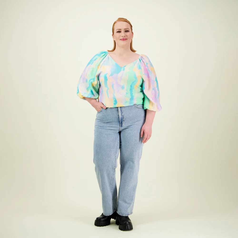 Sunset Volume Sleeve Blouse, Multicolour - Image 4