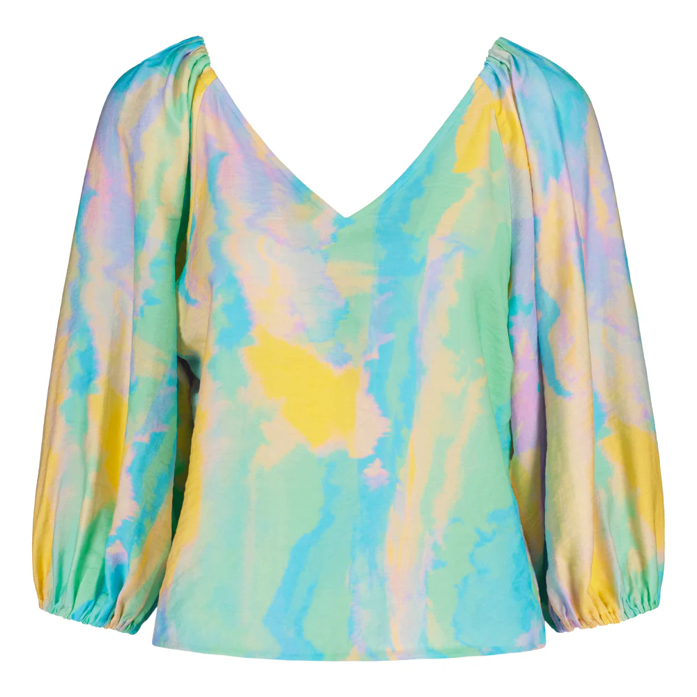 Sunset Volume Sleeve Blouse, Multicolour - Image 9