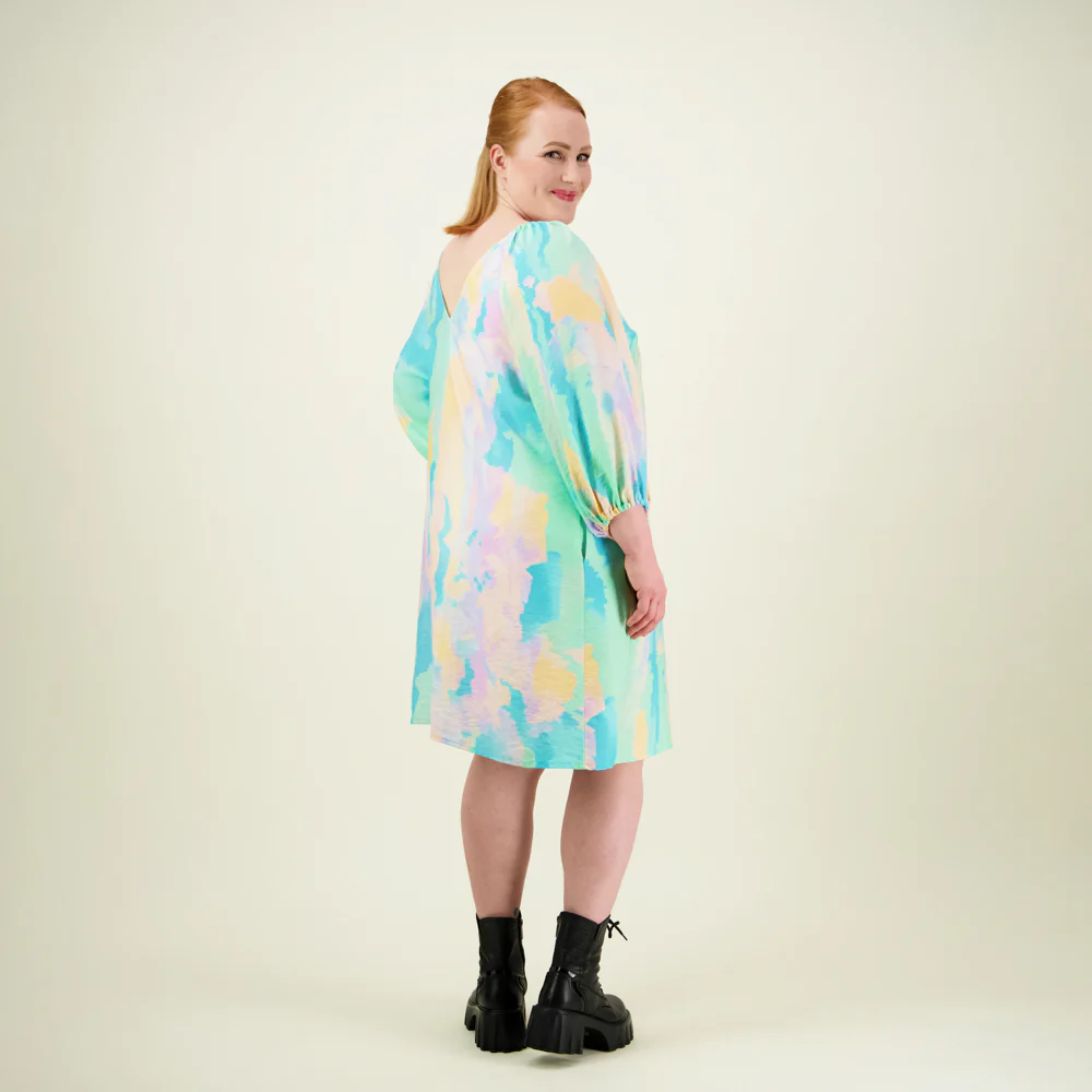Sunset Volume Sleeve Tunic Dress, Multicolour - Image 7
