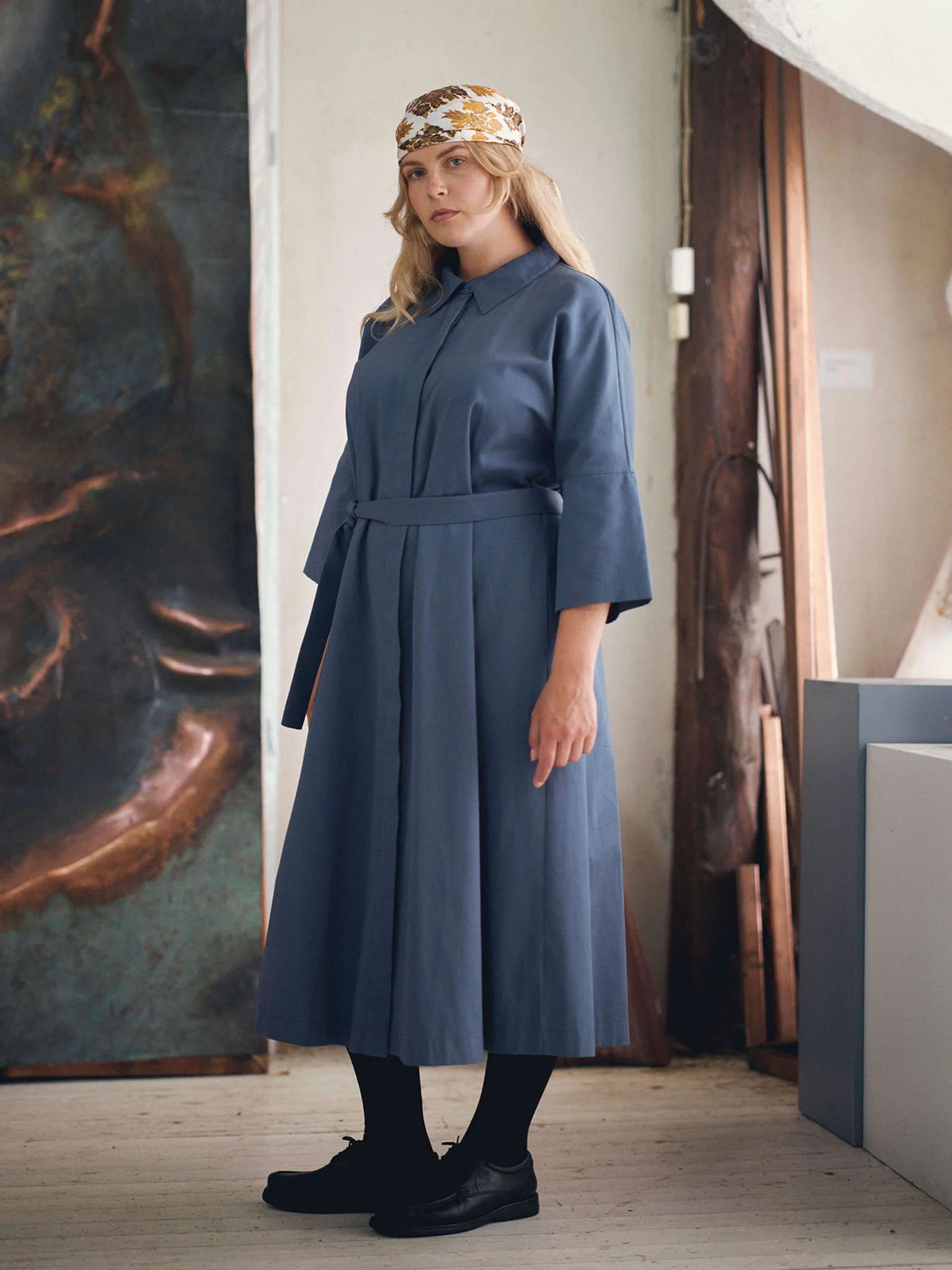 Twill Dress, Vintage Indigo - Image 3