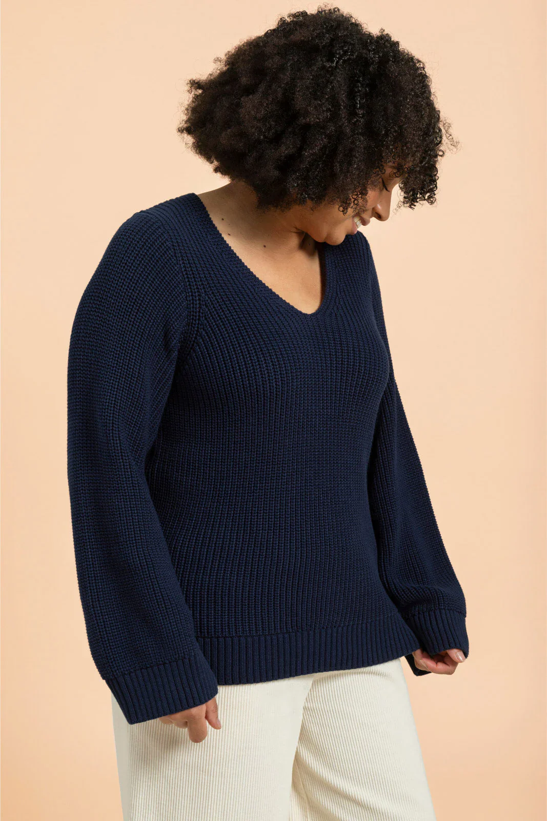 V-neck Jumper, Navy - Image 4