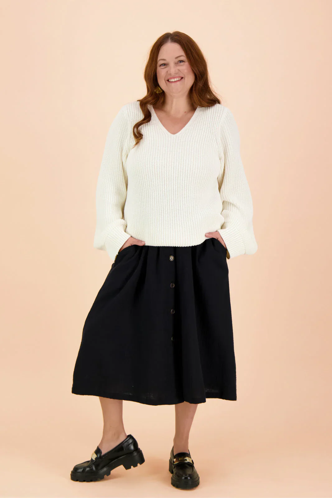 V-neck Jumper, Offwhite - Image 3