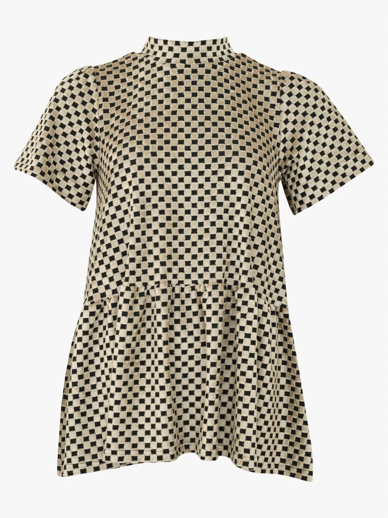 Vanda Peplum Shirt, Almond Chess - Image 5