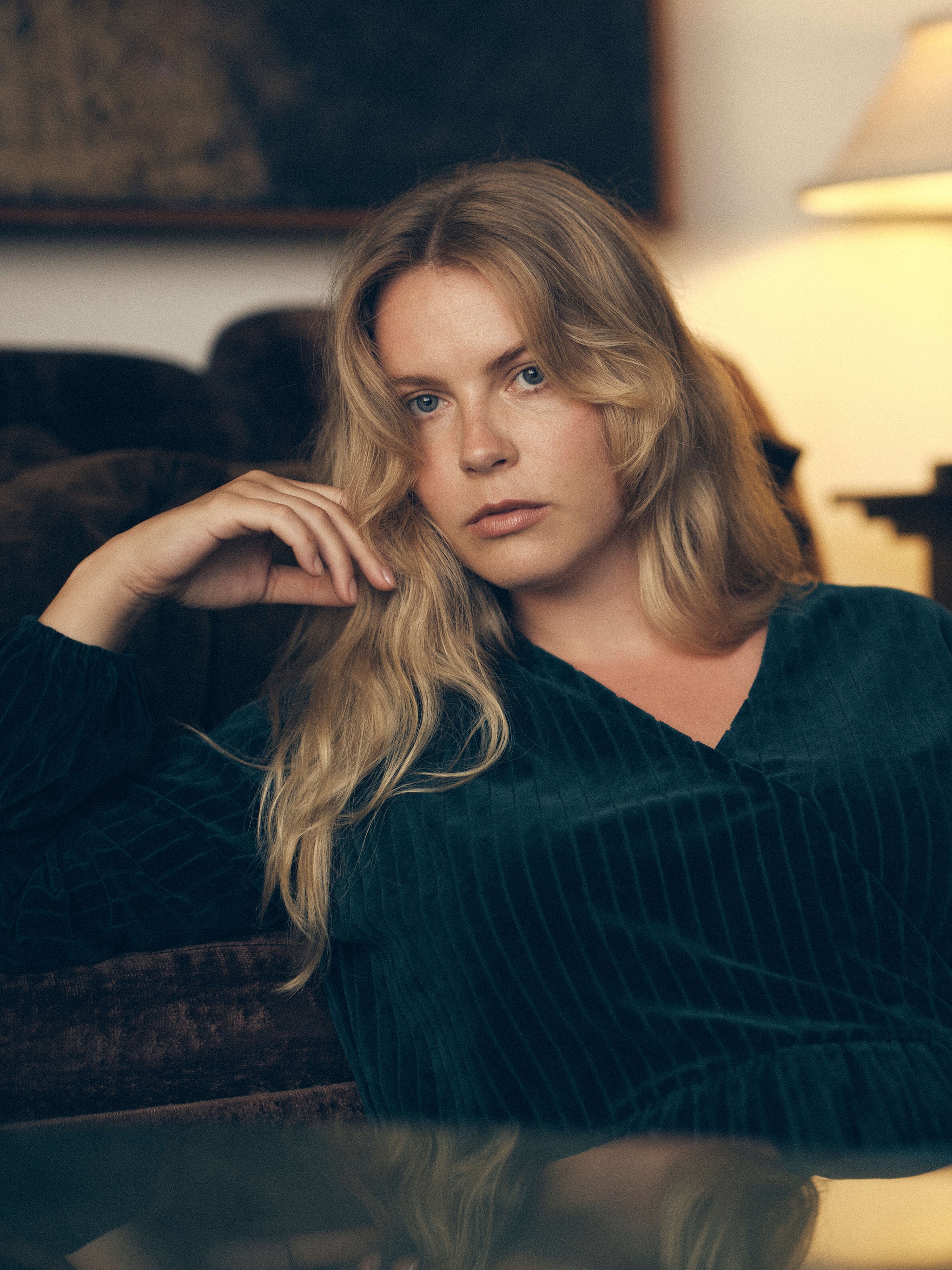 Velour Rib Dress, Dark Sea - Image 3