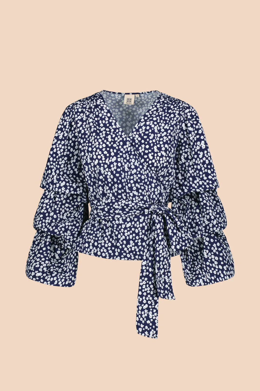 Volume Sleeve Blouse, Flora Navy - Image 5