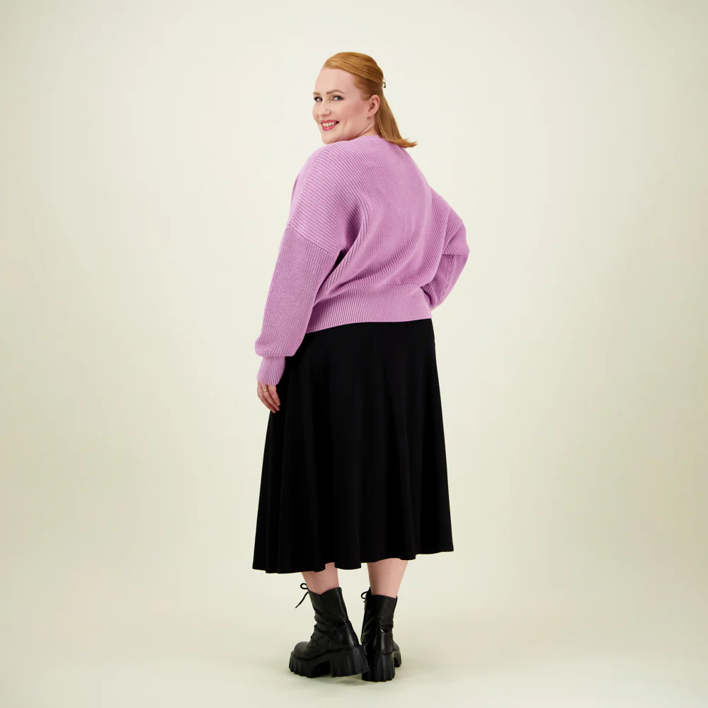 Womens Cotton Knit Cardigan, Lavender - Image 2
