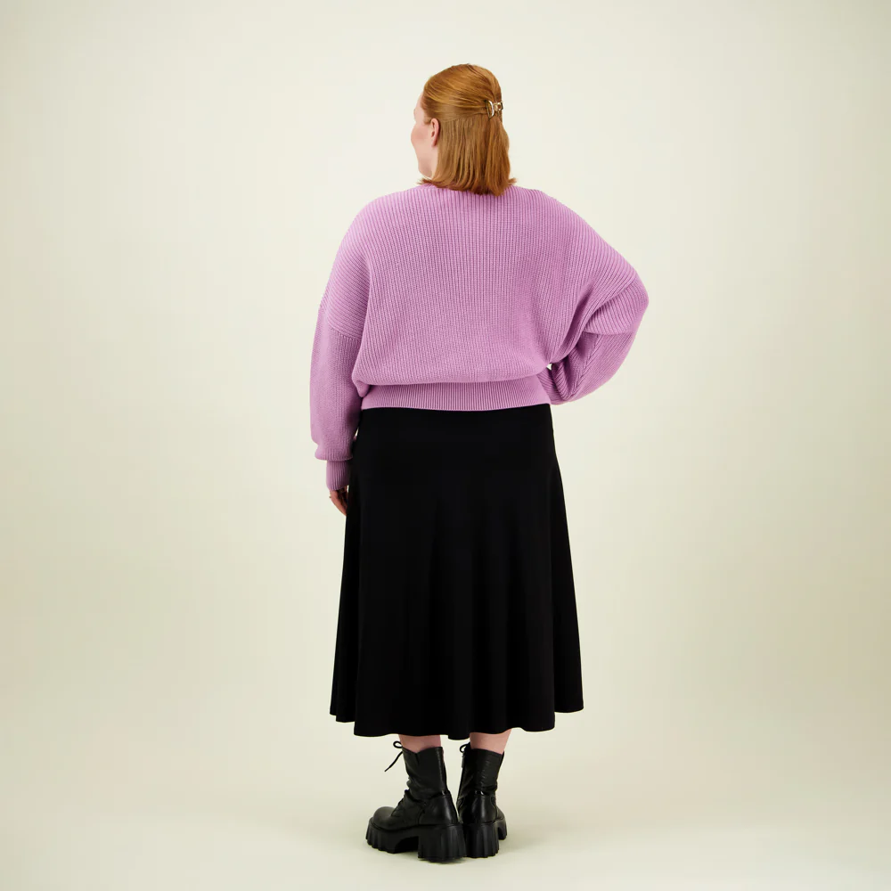 Womens Cotton Knit Cardigan, Lavender - Image 3