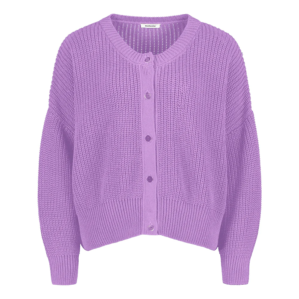 Womens Cotton Knit Cardigan, Lavender - Image 8