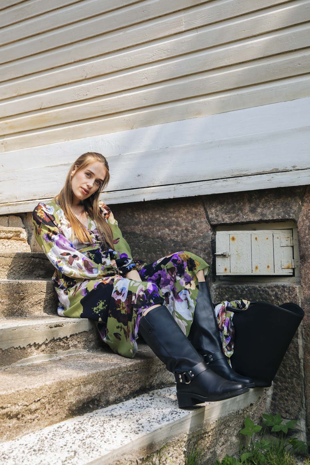 Wrap Midi Dress, Olive Anemone - Image 3