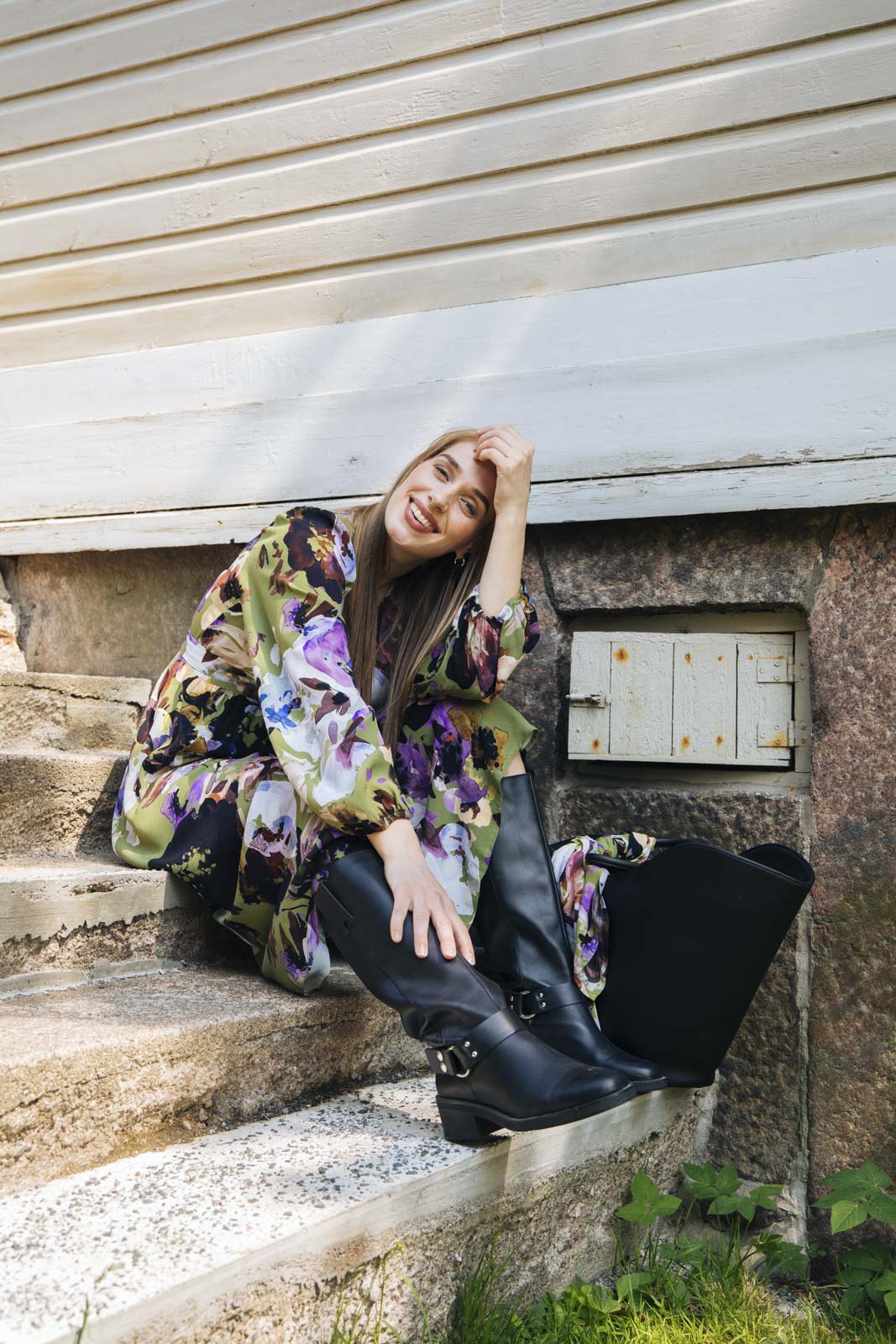 Wrap Midi Dress, Olive Anemone - Image 4