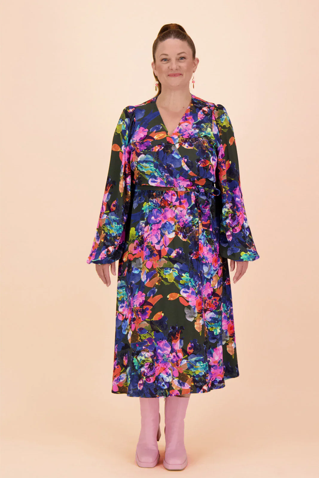 Wrap Midi Dress, Sweet Pea - Image 3