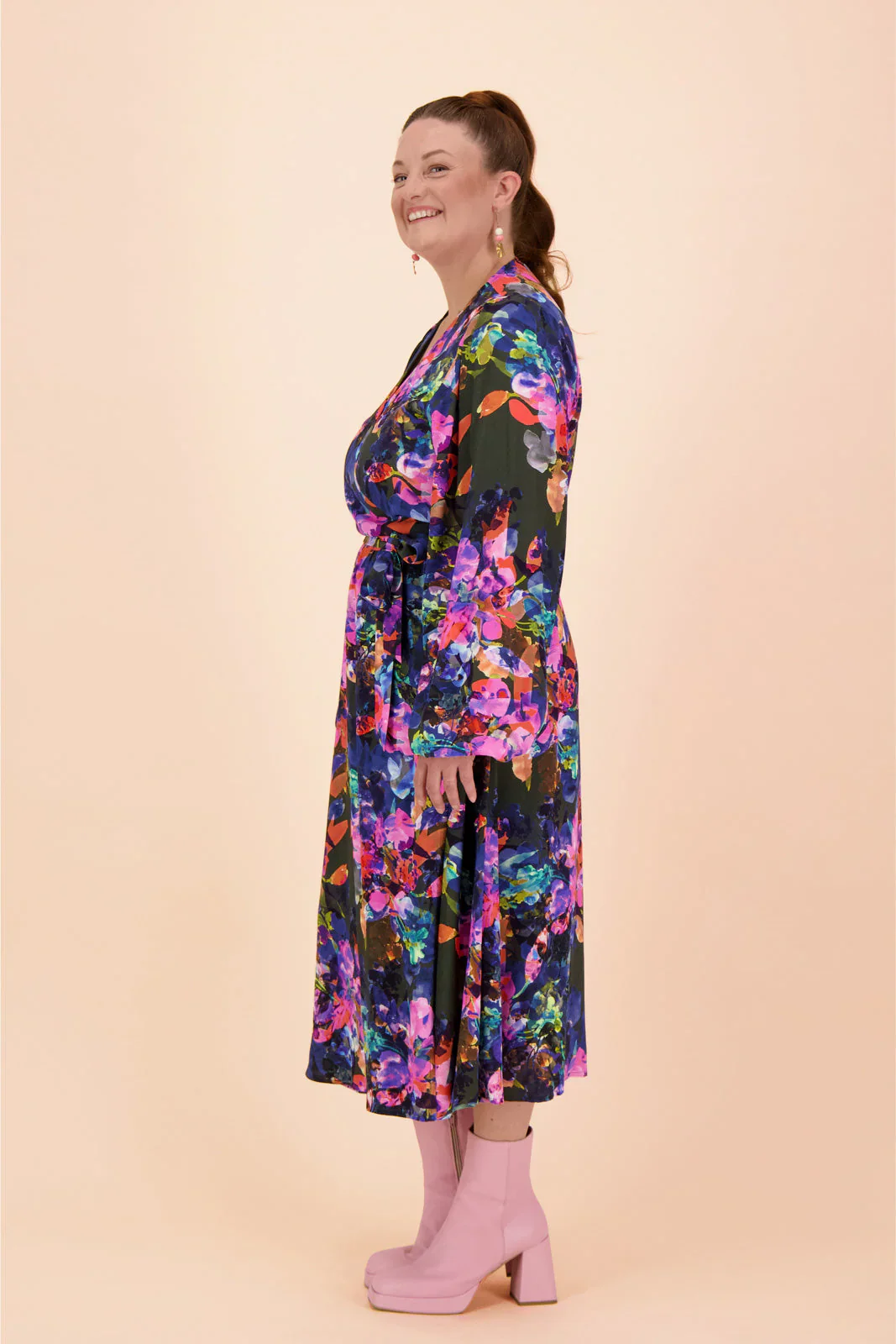 Wrap Midi Dress, Sweet Pea - Image 4